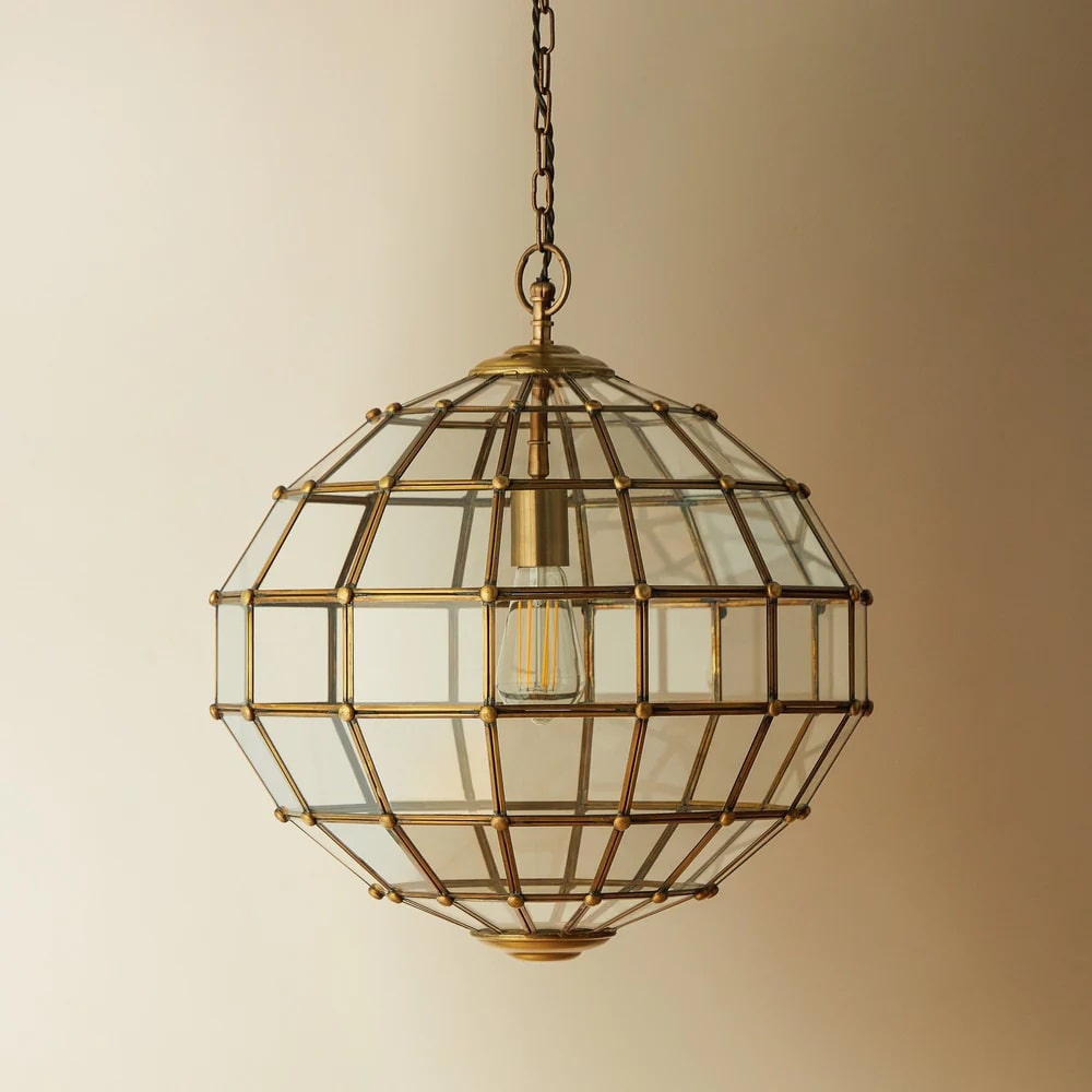 Pooky Killala pendant light in brass and glass