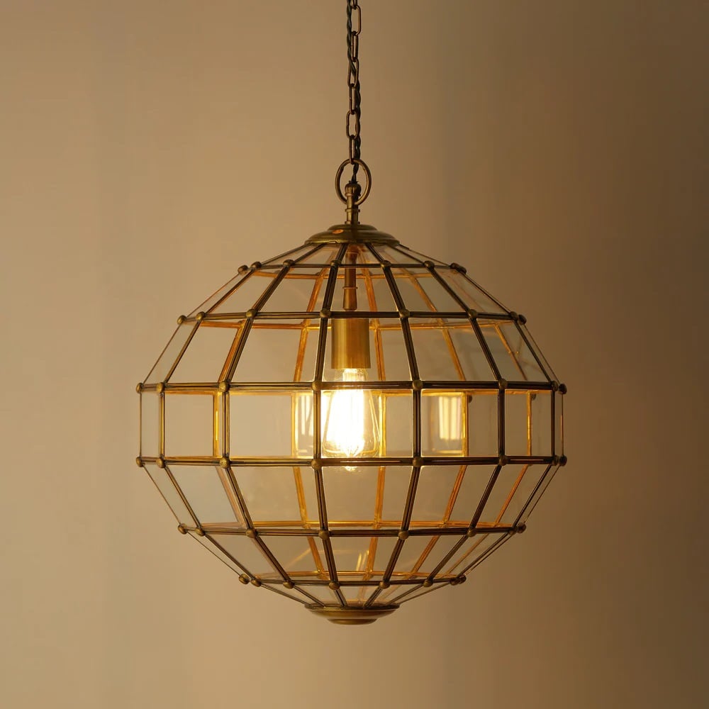 Pooky Killala pendant light in brass and glass