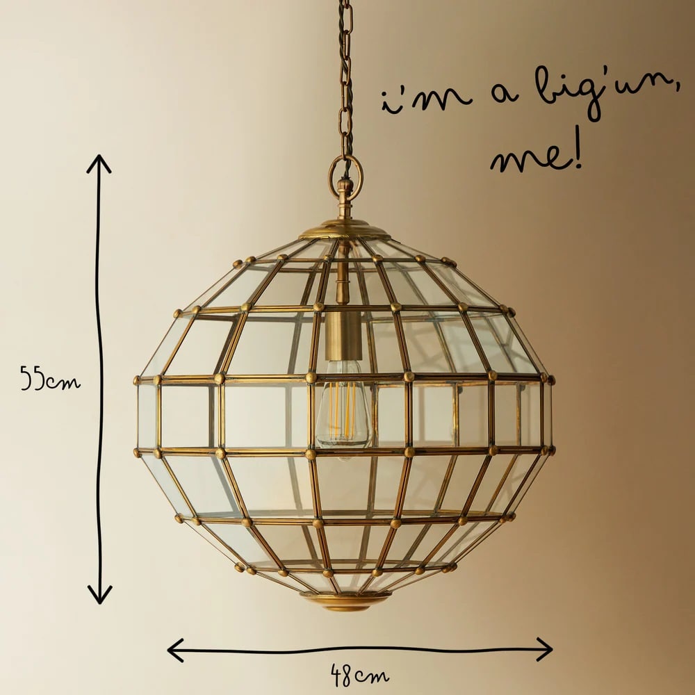 Pooky Killala pendant light in brass and glass