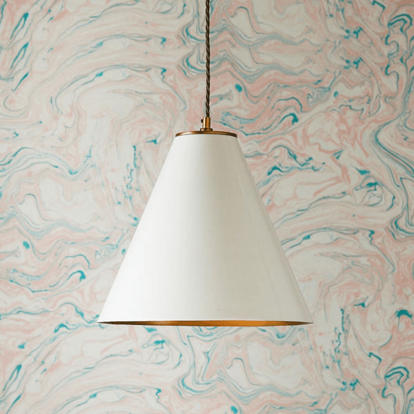 Pooky - Super Stanley Pendant Light - Glossy White - Brass Interior