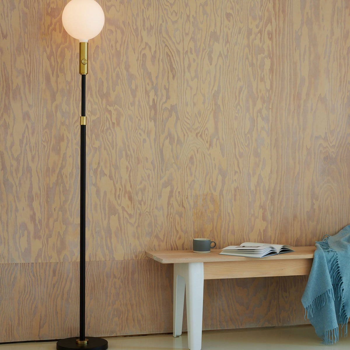 Tala Poise Adjustable Floor Lamp in Brass + Sphere V