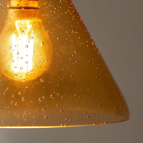 Pooky - Hazelette Pendant Light Shade - Amber Bubble Glass
