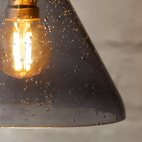Pooky - Hazelette Pendant Light Shade - Grey Bubble Glass