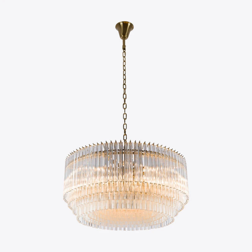 Pure White Lines Large Amaro Drum Chandelier