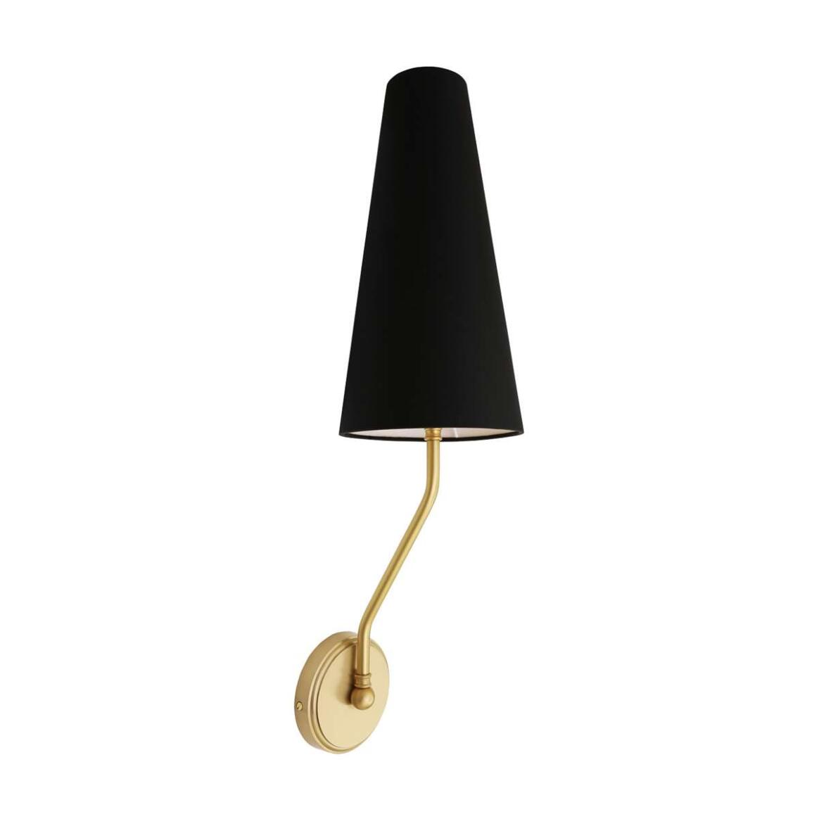 Mullan - Rhyl Modern Wall light with Fabric Shade 72cm IP20 - Satin Brass Finish