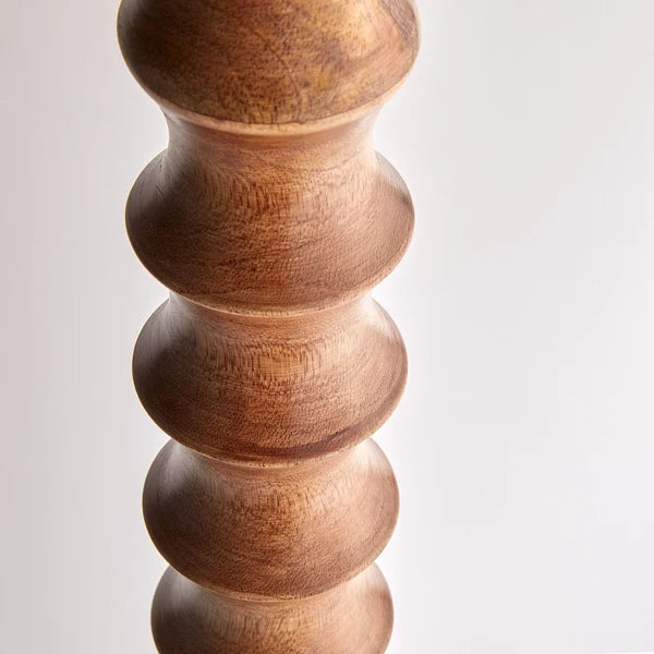 Pooky - Tinto Standing Lamp Base - Natural Wood And Antique Brass - Without Lampshade