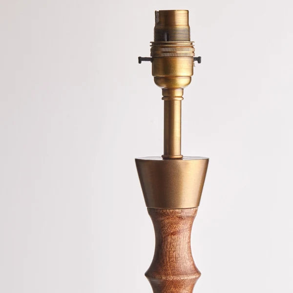 Pooky - Tinto Standing Lamp Base - Natural Wood And Antique Brass - Without Lampshade