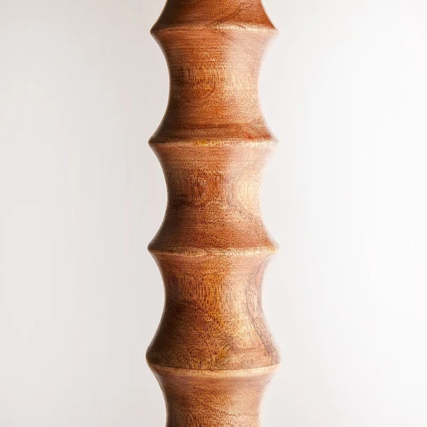 Pooky - Tinto Standing Lamp Base - Natural Wood And Antique Brass - Without Lampshade