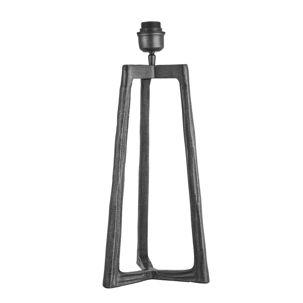 Industville - Ornate Tripod Table Lamp - Pewter Base - Drum Cotton Shade