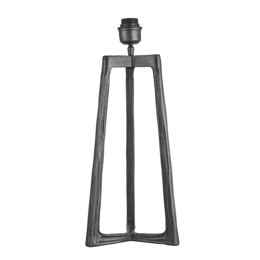 Industville - Ornate Tripod Table Lamp - Pewter Base - Drum Cotton Shade