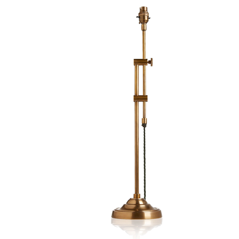 Pooky - Slider Table Lamp Base - Brass with extendable stem and olive green flex
