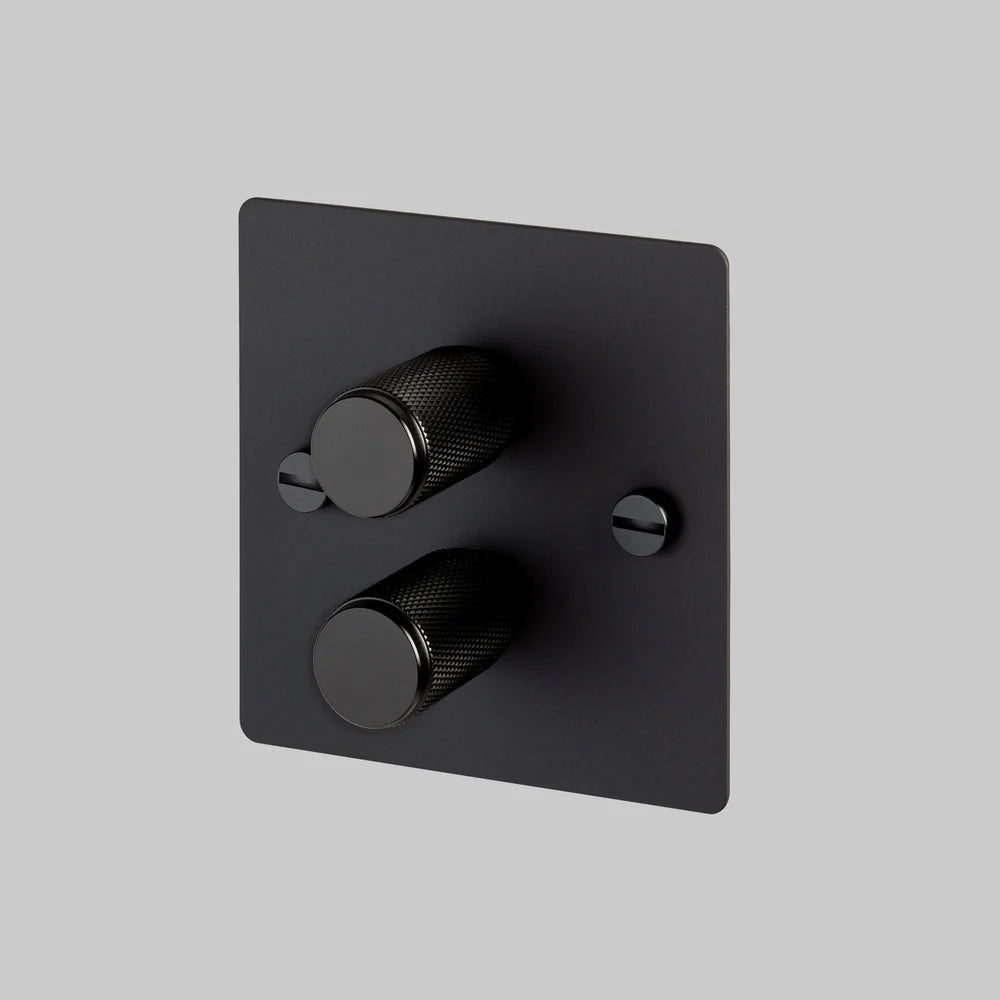 Buster & Punch 2G Dimmer - 120W - Cross - Black Plate - Black Screws