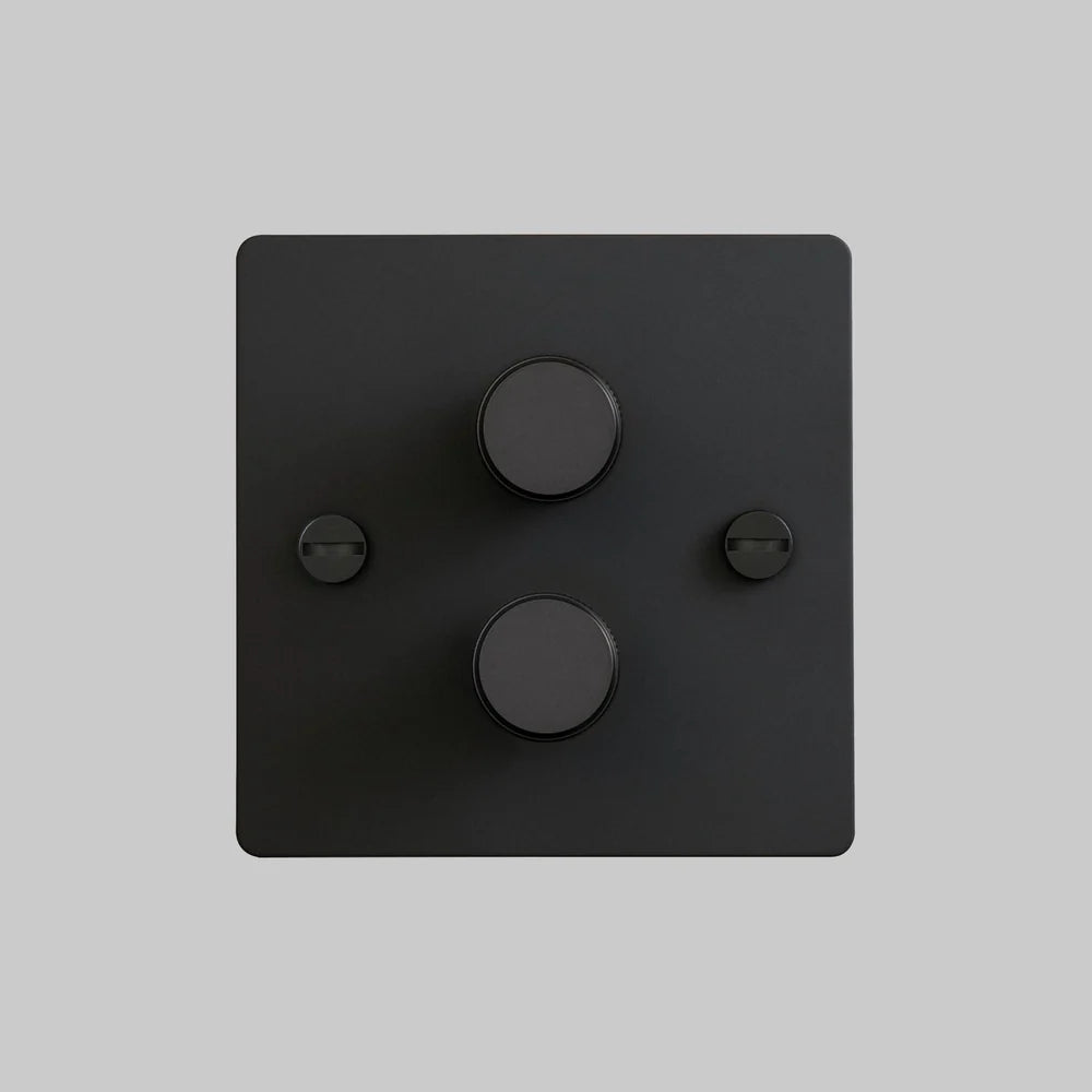 Buster & Punch 2G Dimmer - 120W - Cross - Black Plate - Black Screws