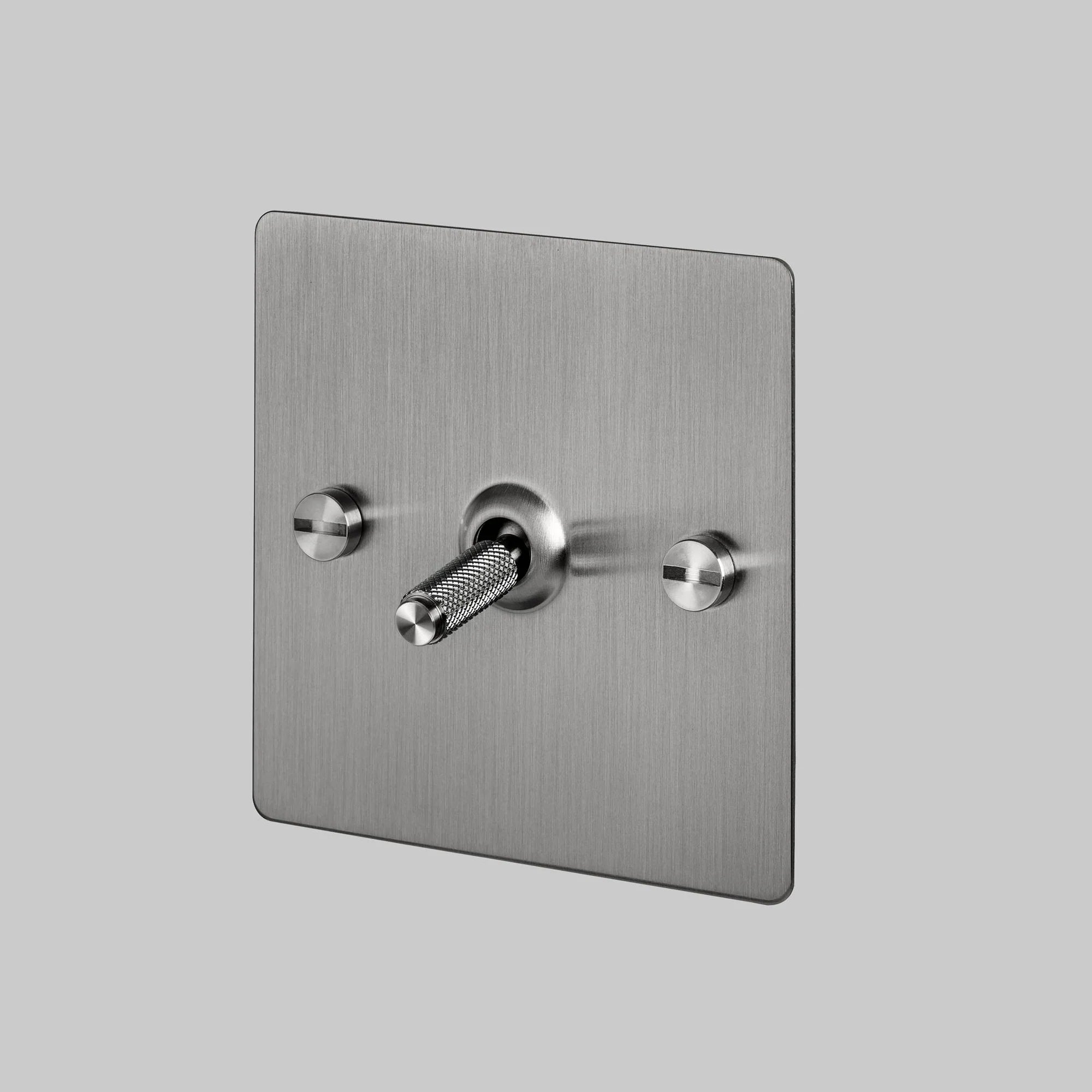 Buster & Punch 1G Intermediate Toggle Switch - Steel Plate - Steel Screws