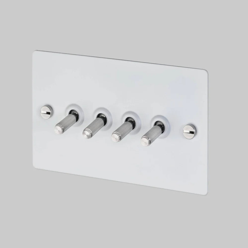 Buster & Punch 4G Toggle Switch - Cross - White Plate - Steel Screws