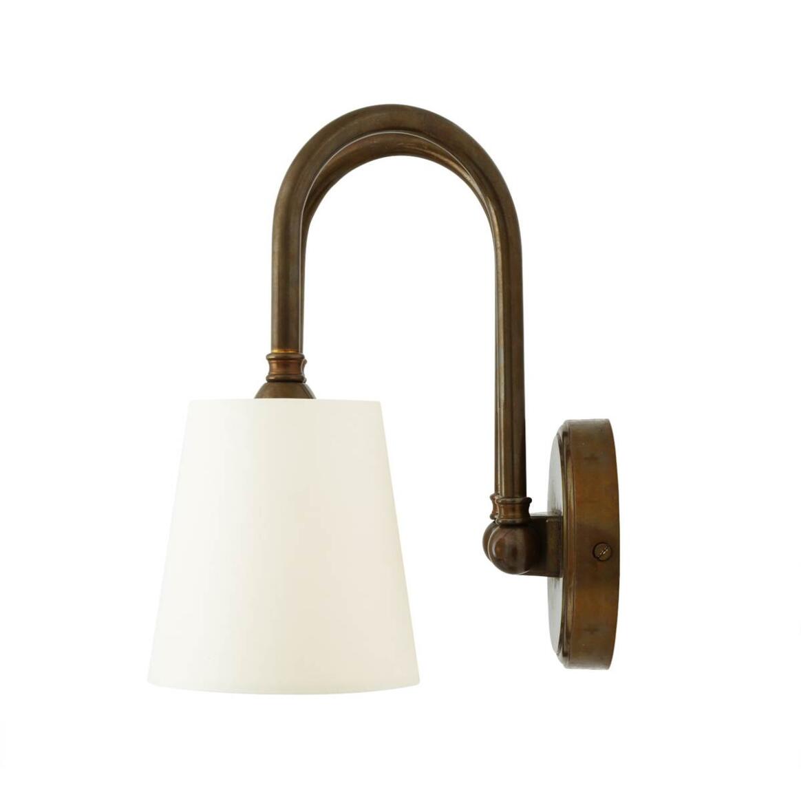 Mullan - Uppsala Two-Arm Brass Wall Light with Fabric Shades 28cm IP20 - Antique Brass Finish