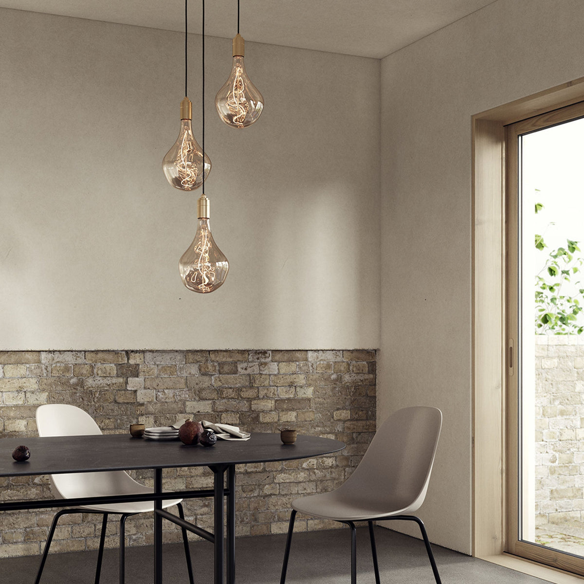 Tala Triple Pendant in Oak + Voronoi II