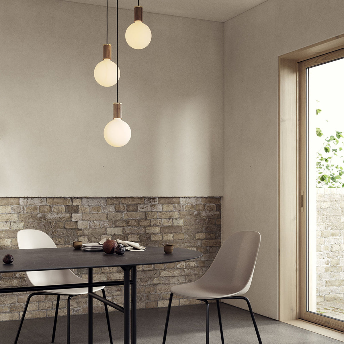 Tala Triple Pendant in Walnut + Sphere IV