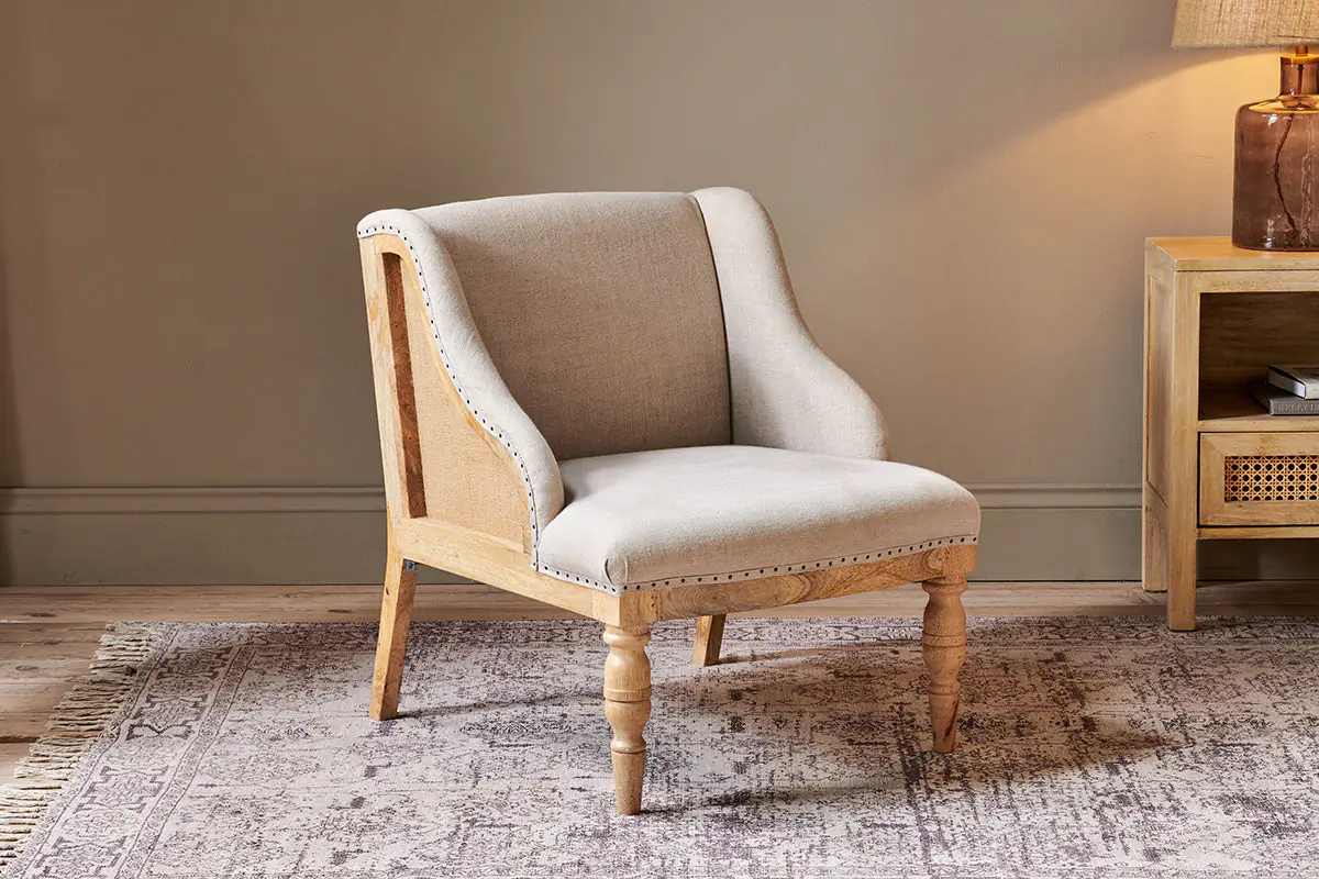 Nkuku - Elbu Deconstructed Linen Armchair - Stone