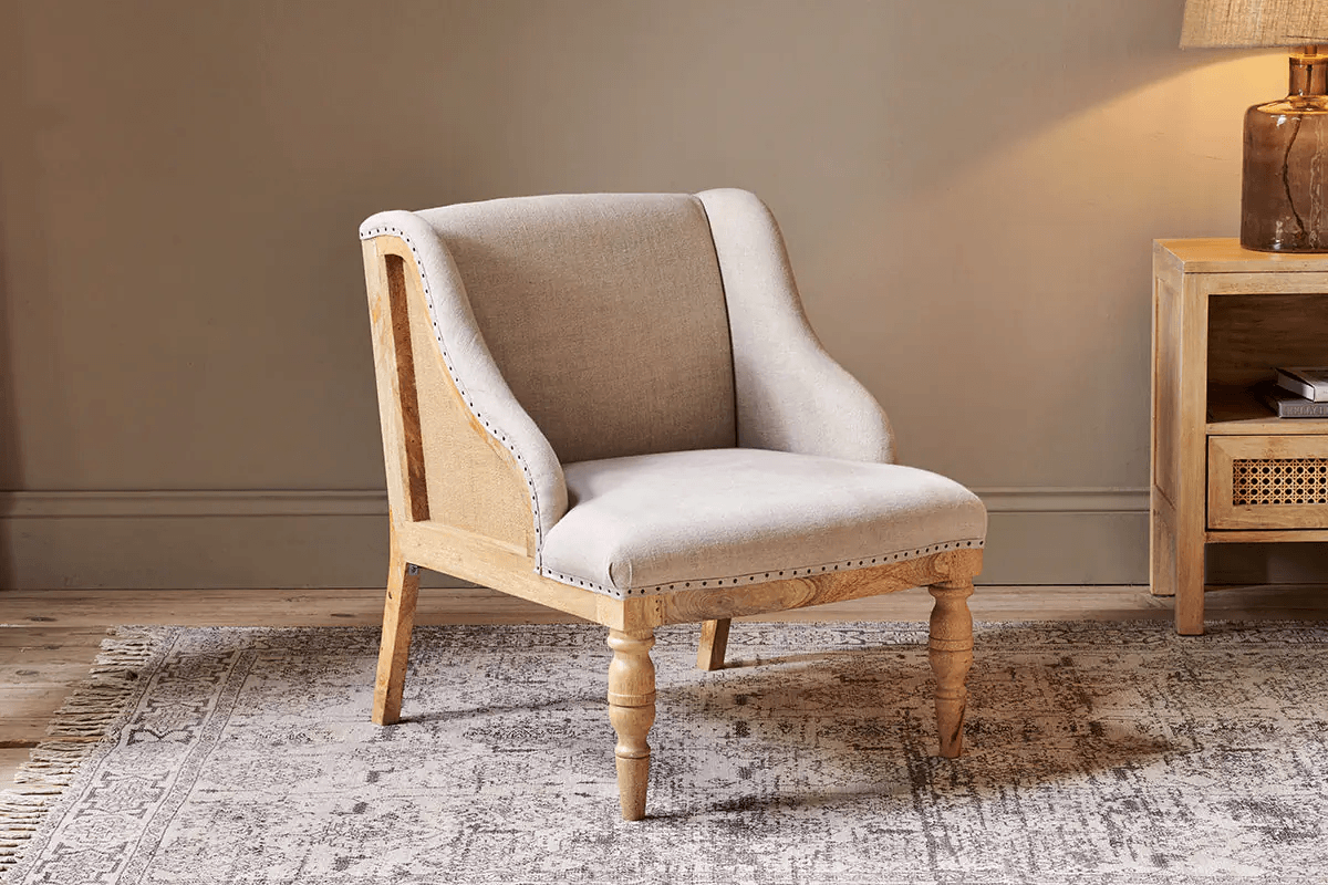 Nkuku - Elbu Deconstructed Linen Armchair - Stone