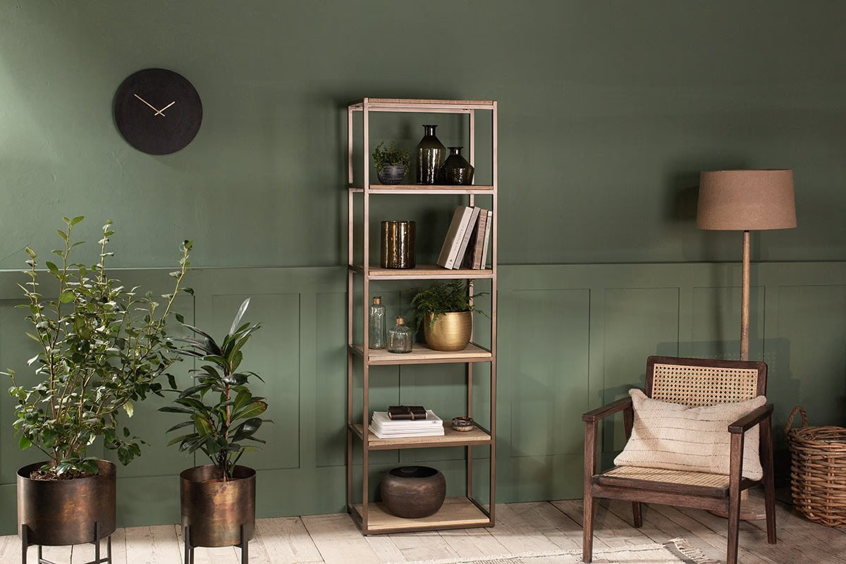 Nkuku - Marjori Mango Wood And Iron Standing Shelves - Narrow