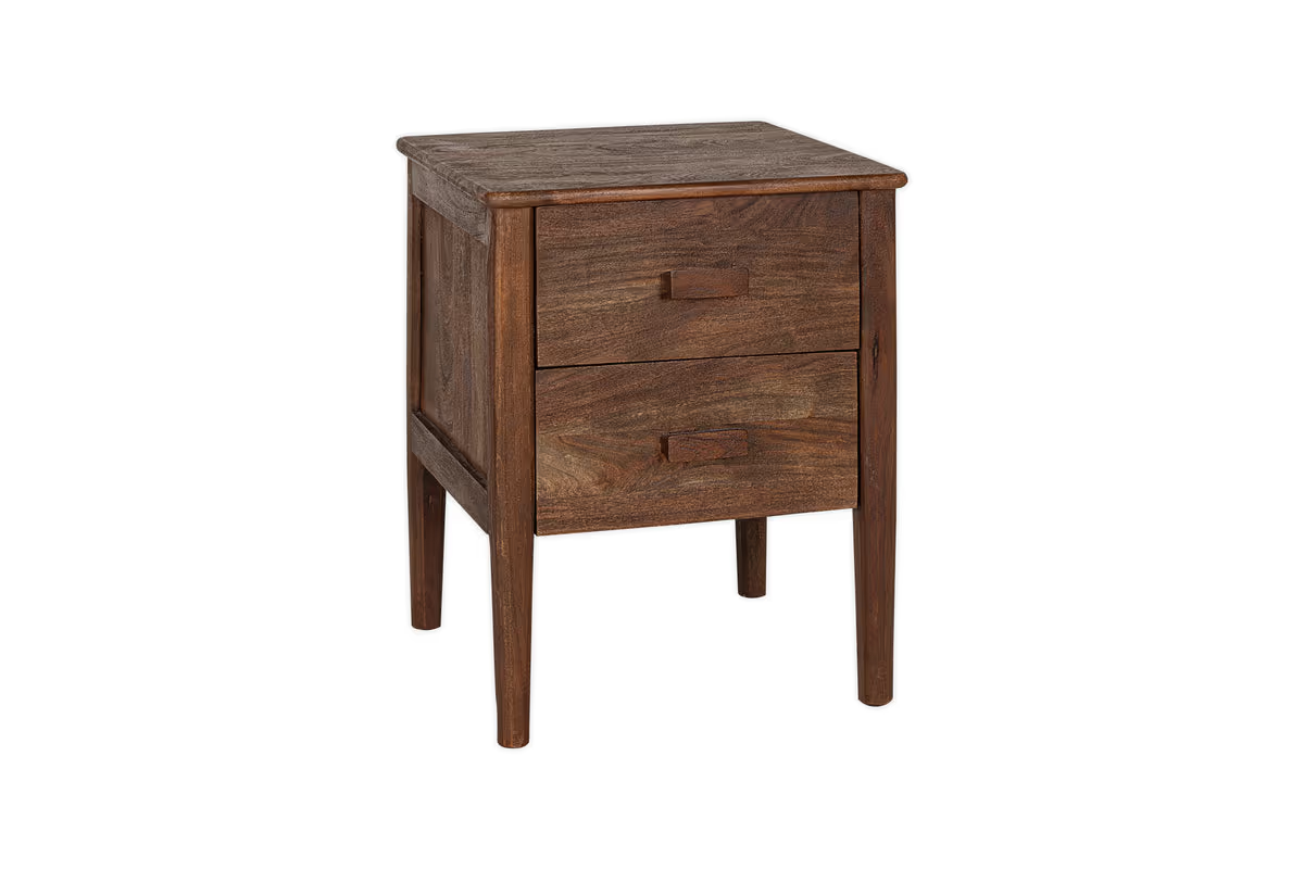 Nkuku - Anbu Acacia Bedside Table - Washed Walnut