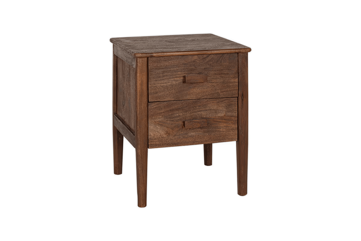 Nkuku - Anbu Acacia Bedside Table - Washed Walnut