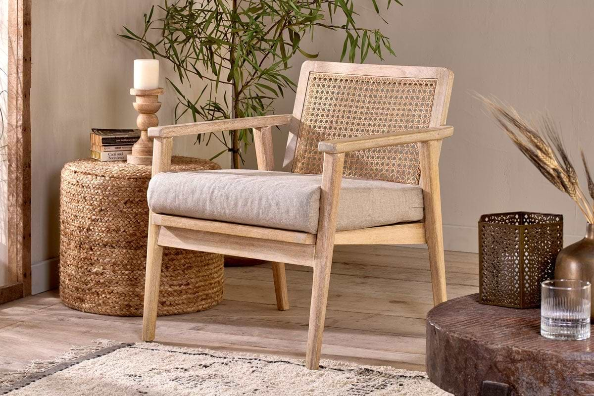 Nkuku - Atri Mango Wood & Cane Occasional Chair