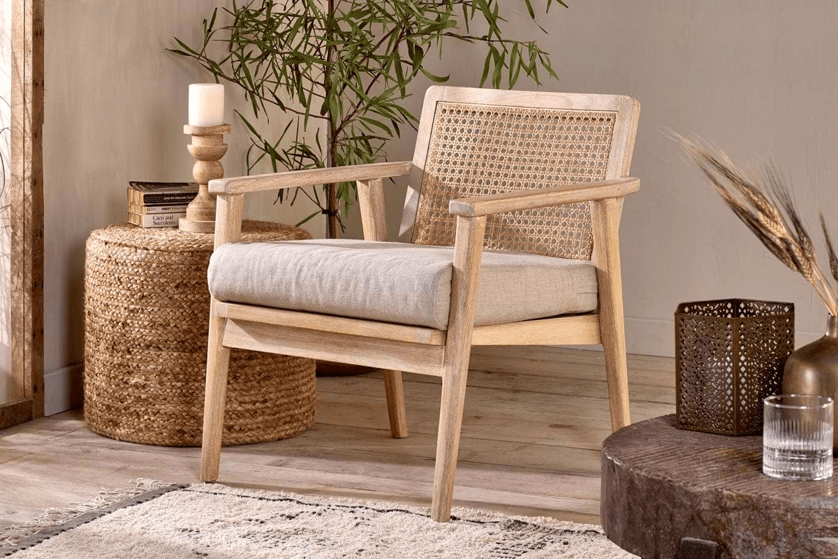Nkuku - Atri Mango Wood & Cane Occasional Chair