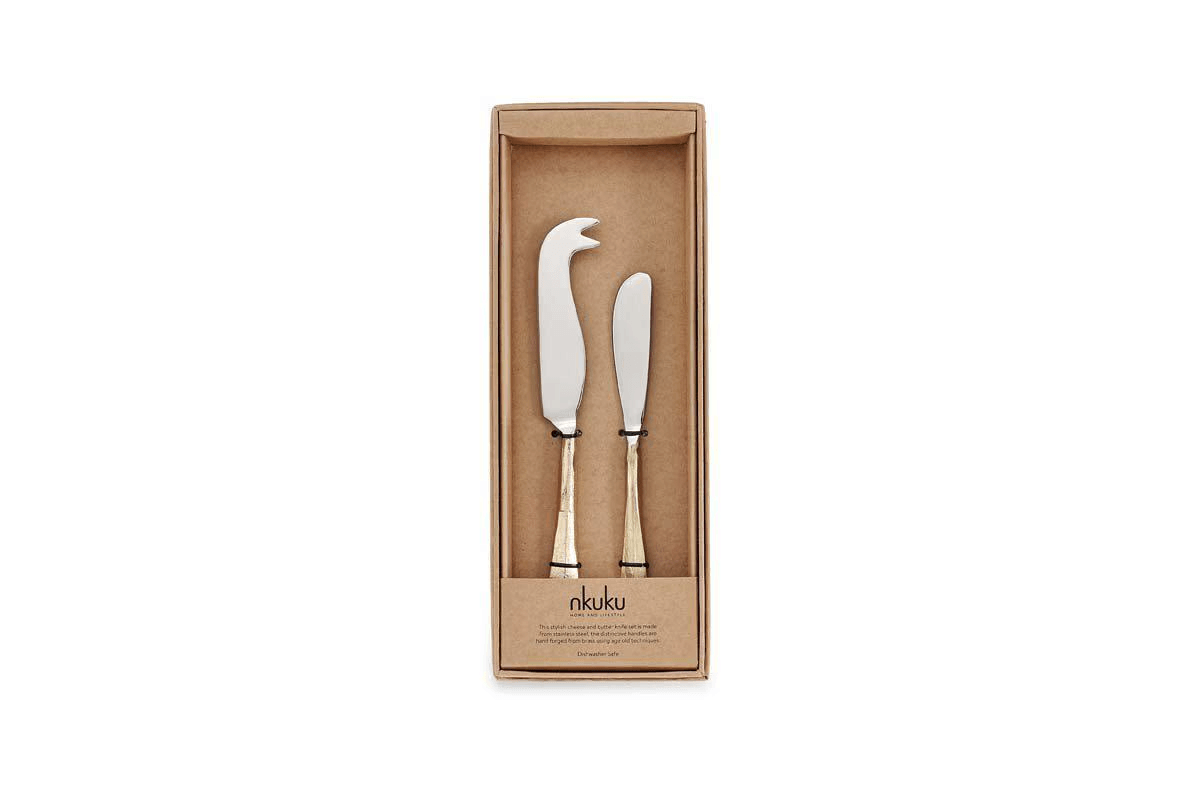 Nkuku - Osko Cheese & Butter Knife Set - Brushed Gold (Set of 2)