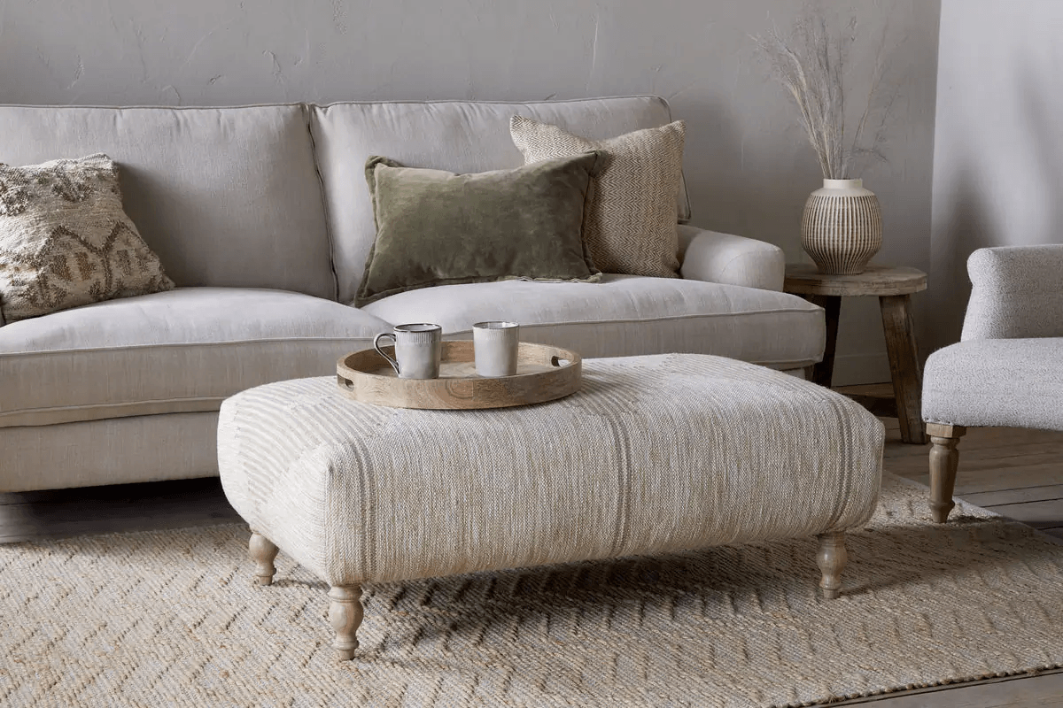 Nkuku - Aranya Upholstered Ottoman - Natural