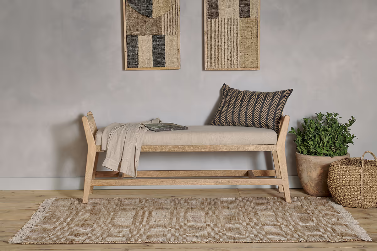Nkuku - Avanthi Upholstered Sleigh Bench - Natural