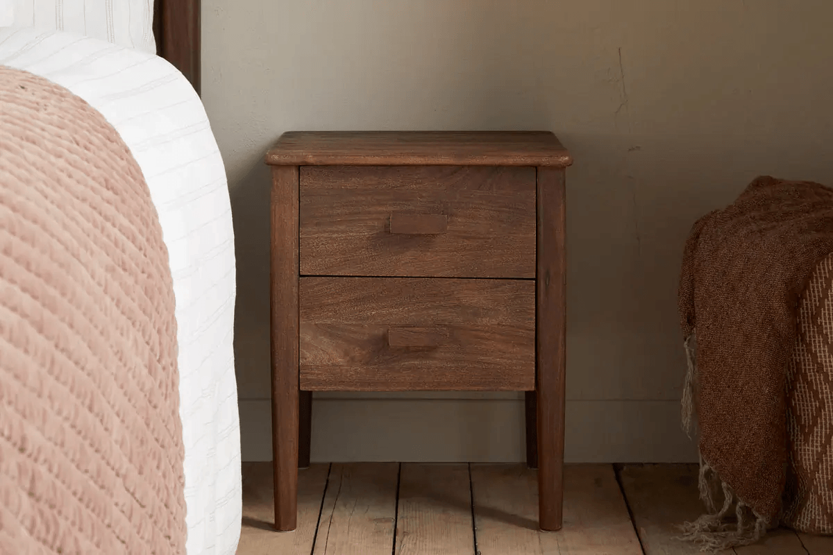 Nkuku - Anbu Acacia Bedside Table - Washed Walnut