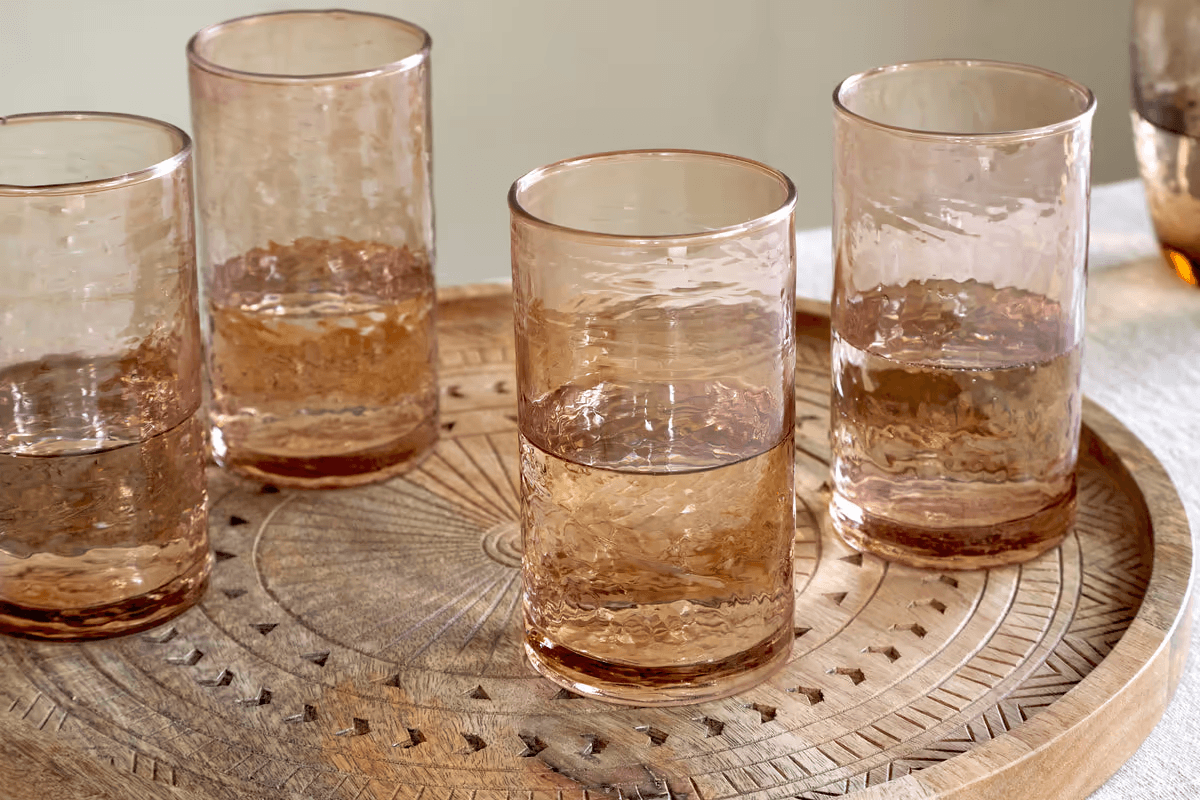 Nkuku - Yala Hammered Highball - Dusty Terracotta (Set of 4)