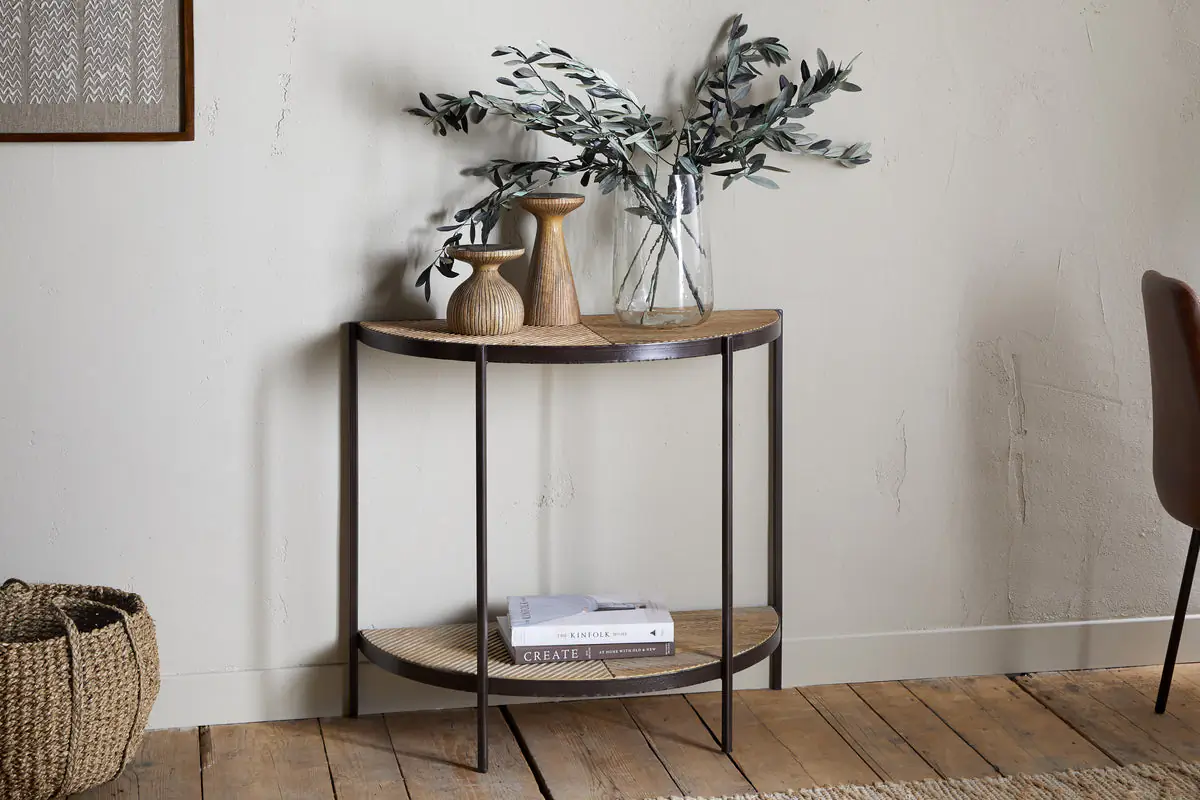 Nkuku - Aasha Mango Wood Half Moon Console Table - Natural