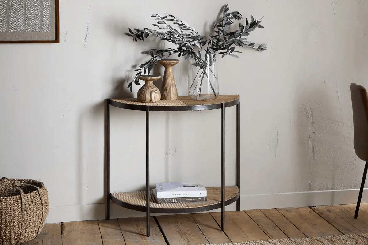 Nkuku - Aasha Mango Wood Half Moon Console Table - Natural