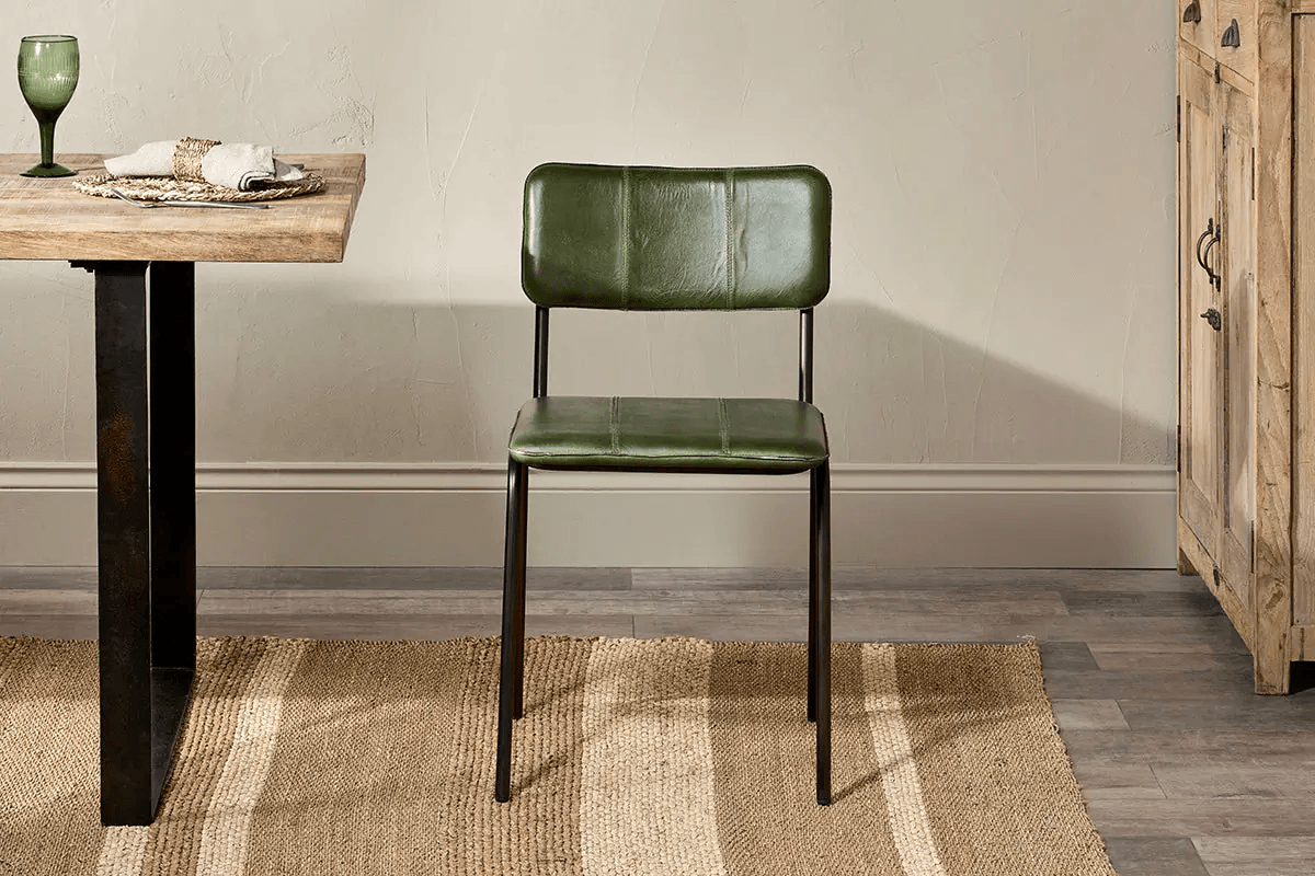 Nkuku - Ukari Leather Dining Chair - Rich Green