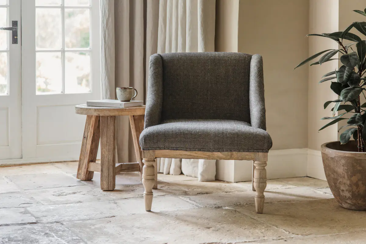 Nkuku - Elbu Deconstructed Jacquard Weave Armchair - Charcoal