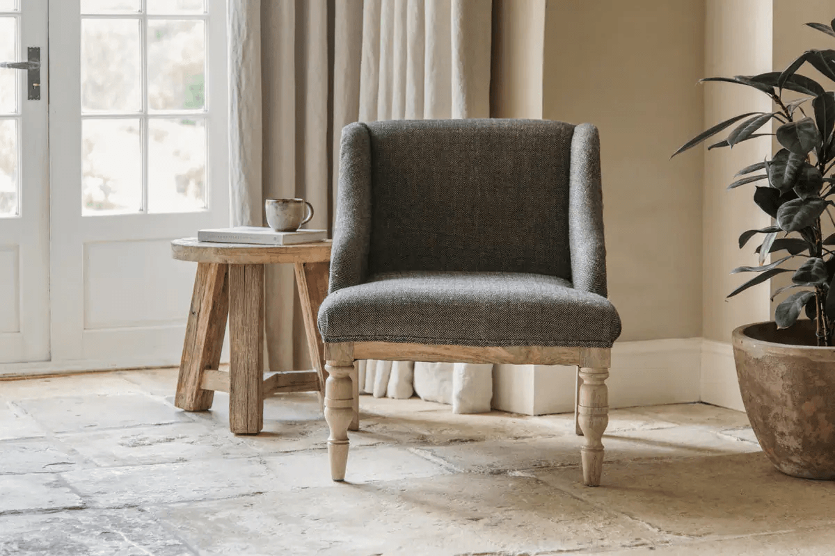 Nkuku - Elbu Deconstructed Jacquard Weave Armchair - Charcoal