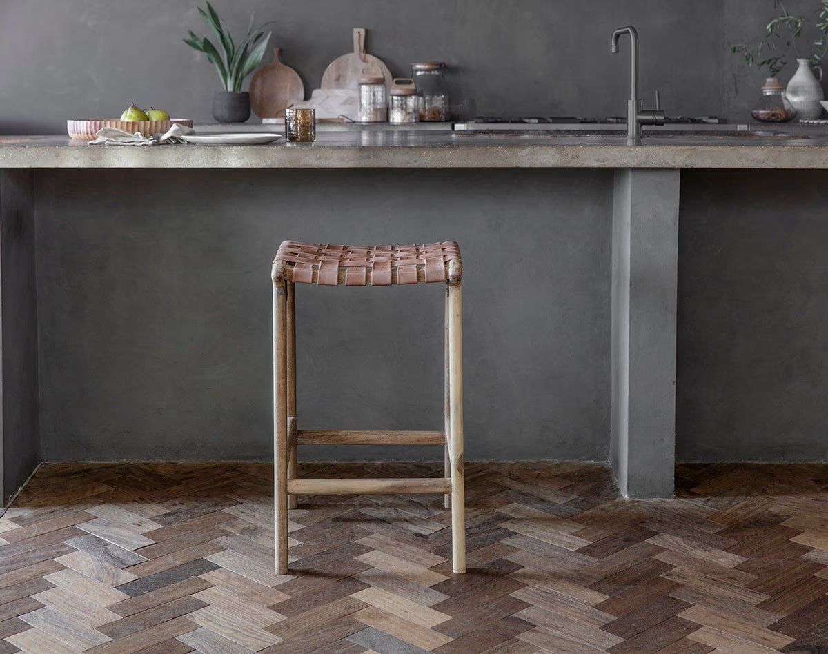 Nkuku - Adembi Woven Leather Counter Stool