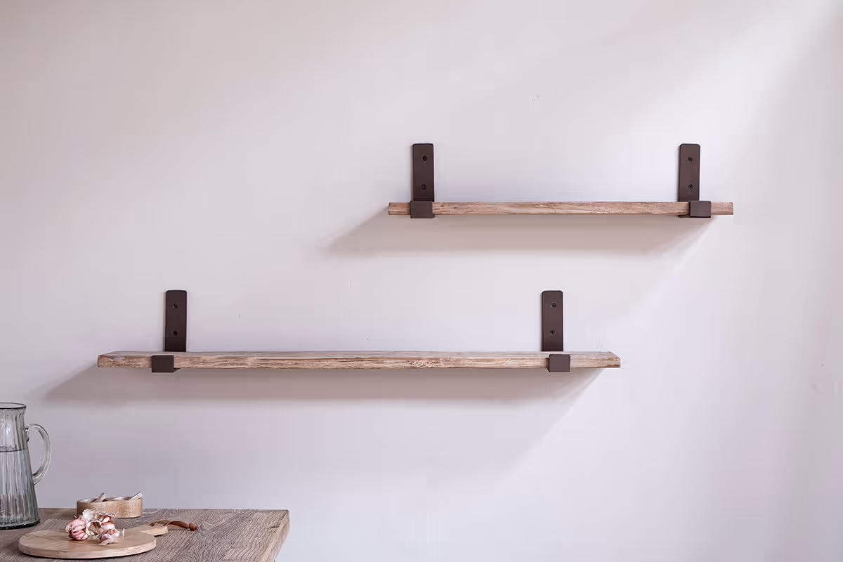 Nkuku - Ibo Reclaimed Wood & Iron Shelf - Natural - Large