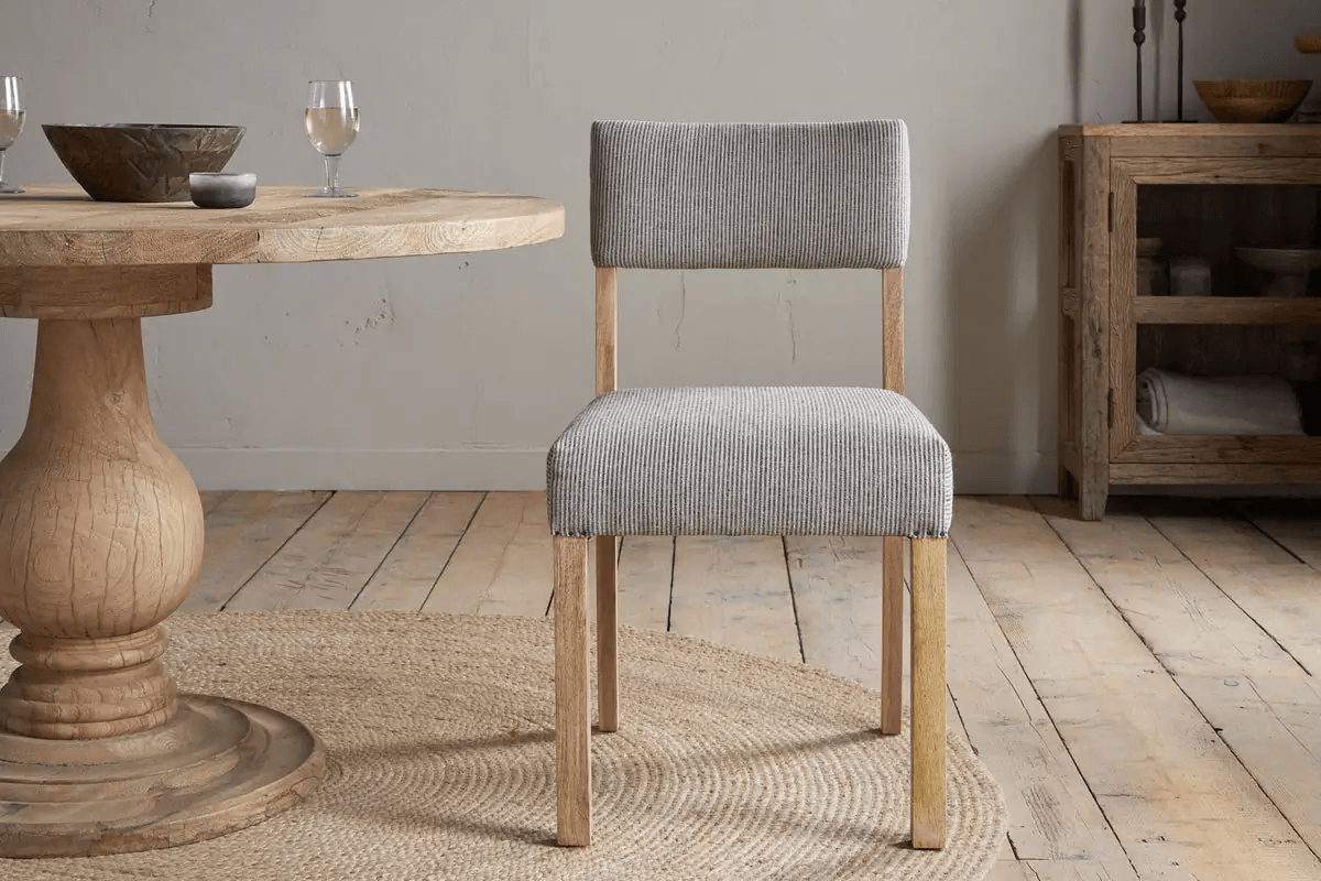 Nkuku - Nadeeka Linen Upholstered Dining Chair - Soft Grey