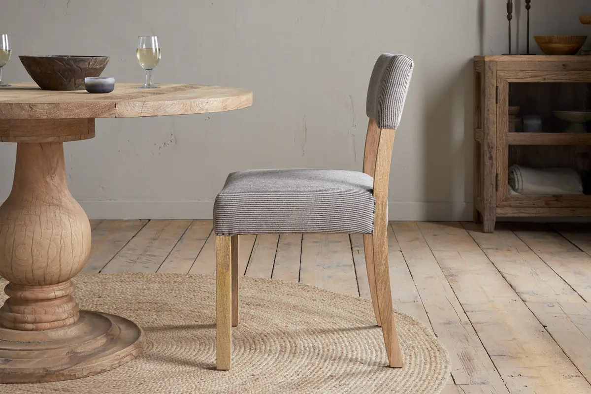 Nkuku - Nadeeka Linen Upholstered Dining Chair - Soft Grey