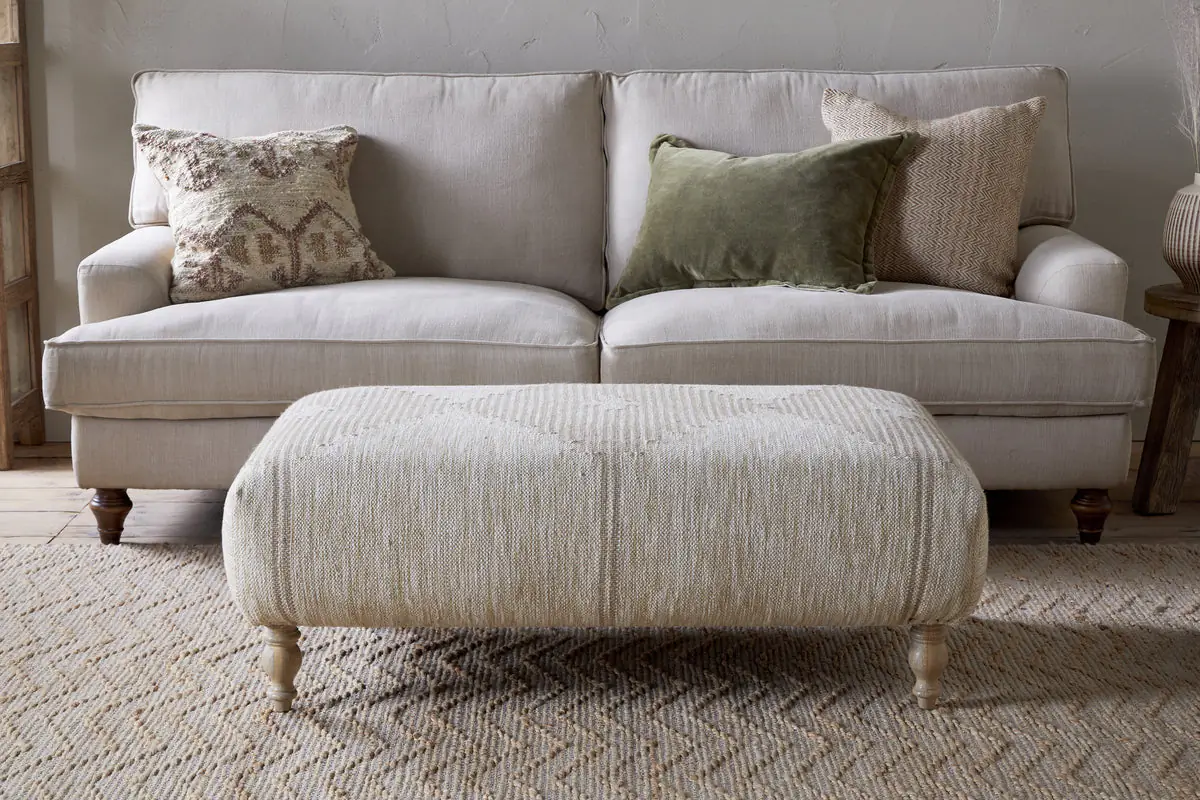 Nkuku - Aranya Upholstered Ottoman - Natural