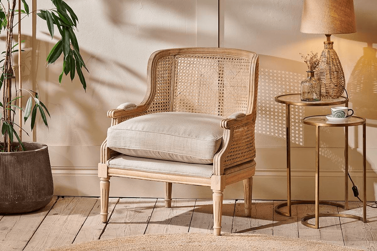 Nkuku - Kaziria Cane & Linen Armchair - Natural