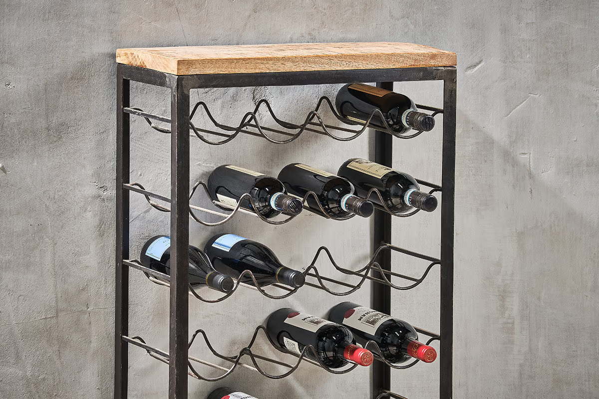 Nkuku - Obra Industrial Wine Rack - Mango Wood & Iron - Large