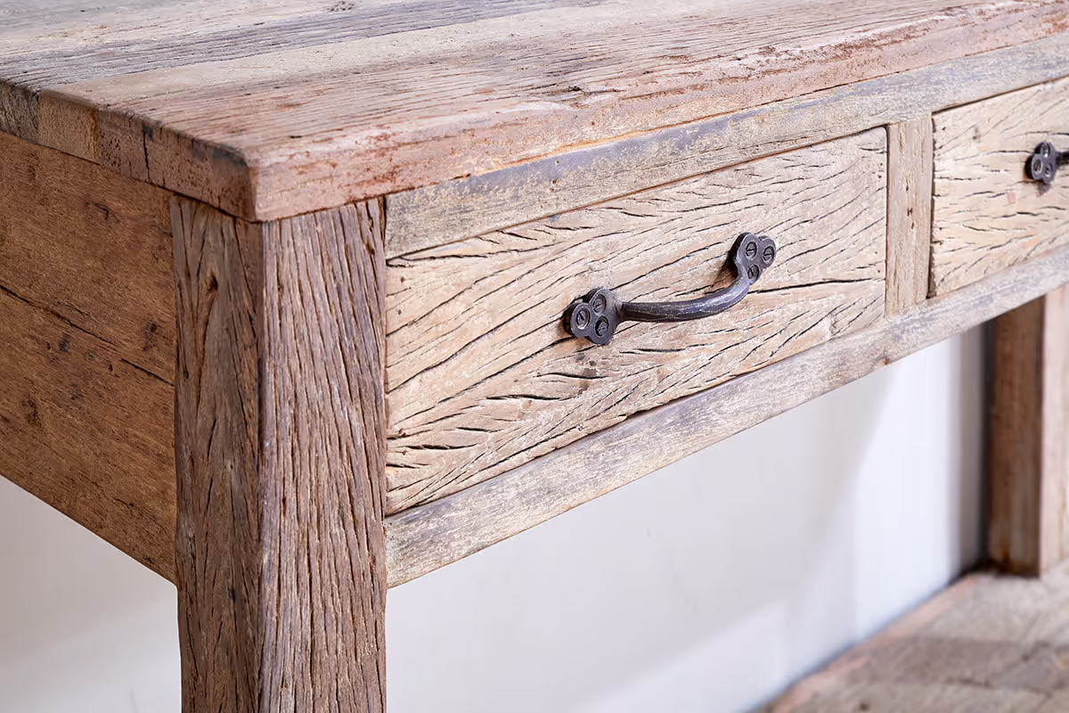 Nkuku - Ibo Reclaimed Wood 3 Drawer Console Table - Natural