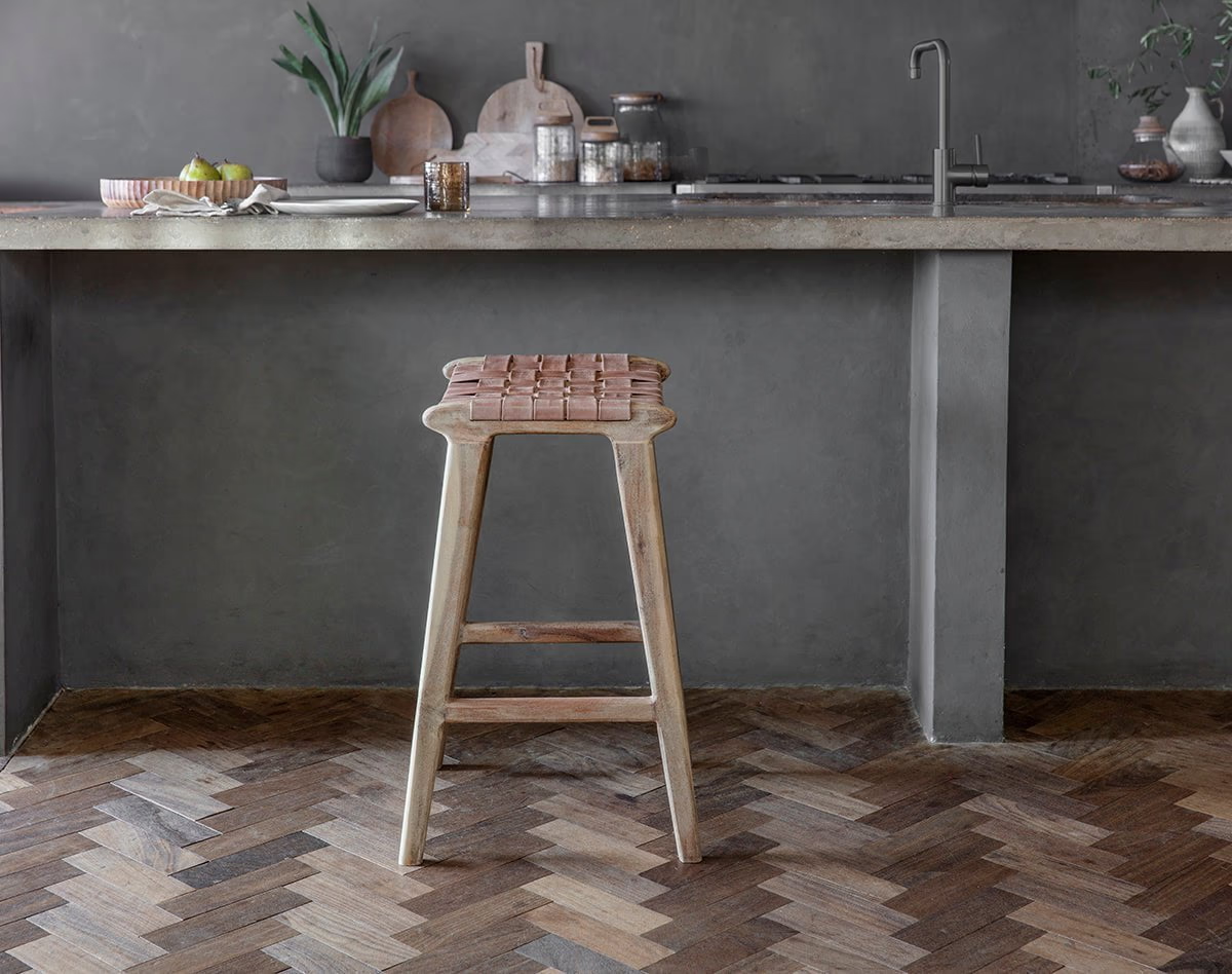 Nkuku - Adembi Woven Leather Counter Stool