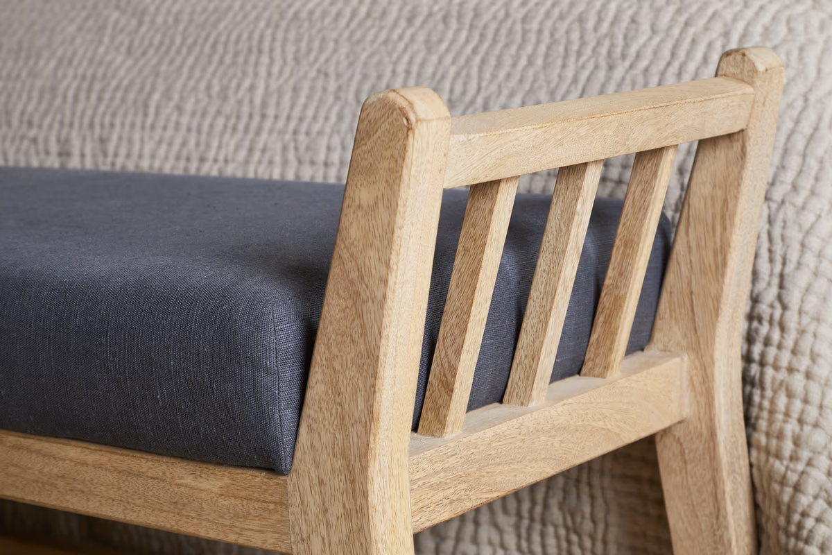 Nkuku - Avanthi Upholstered Sleigh Bench - Charcoal