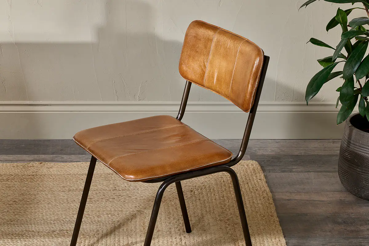 Nkuku - Ukari Leather Dining Chair - Aged Tan